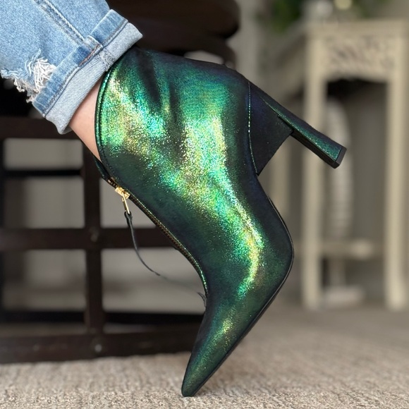 Emerald green Marni unique boot heels green stiletto booties with zipper - Picture 5 of 13